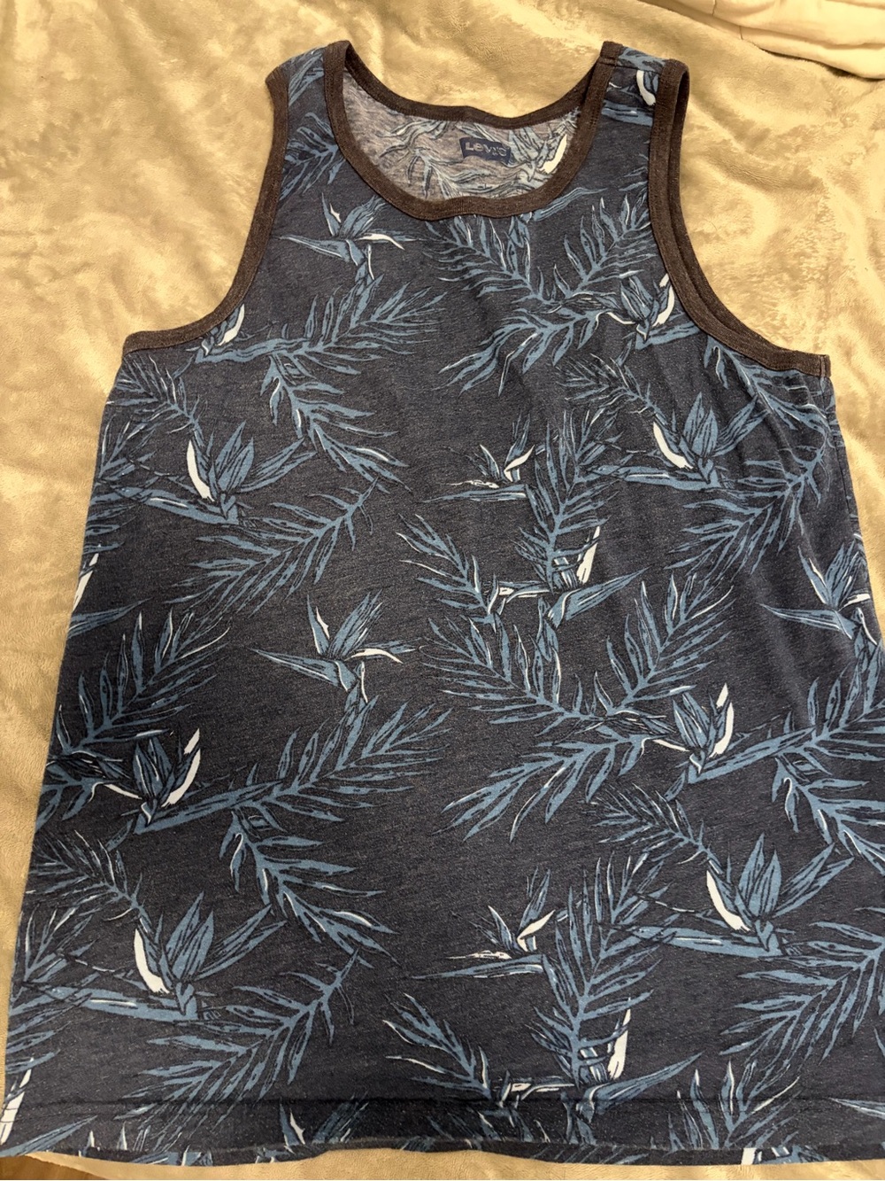 Levi's Navy Blue Tropical Leaf Print Tank Top